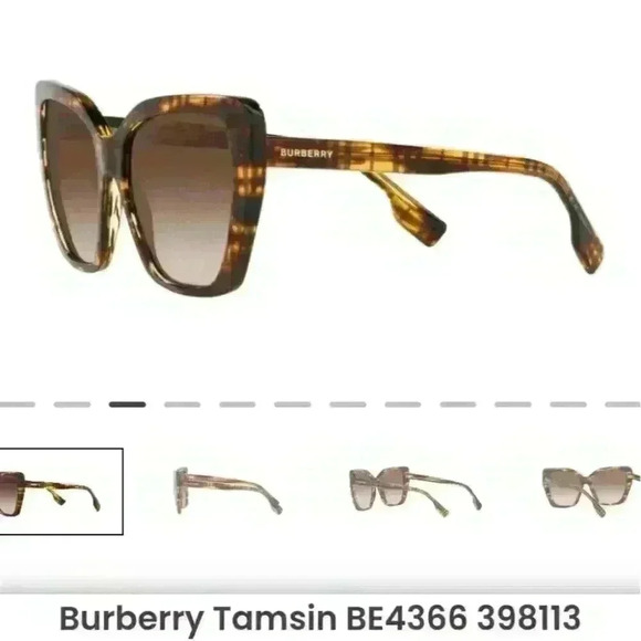 Burberry Tamzin 4363 Top Check Striped  Brown Gradient Sunglasses - New - Picture 3 of 9